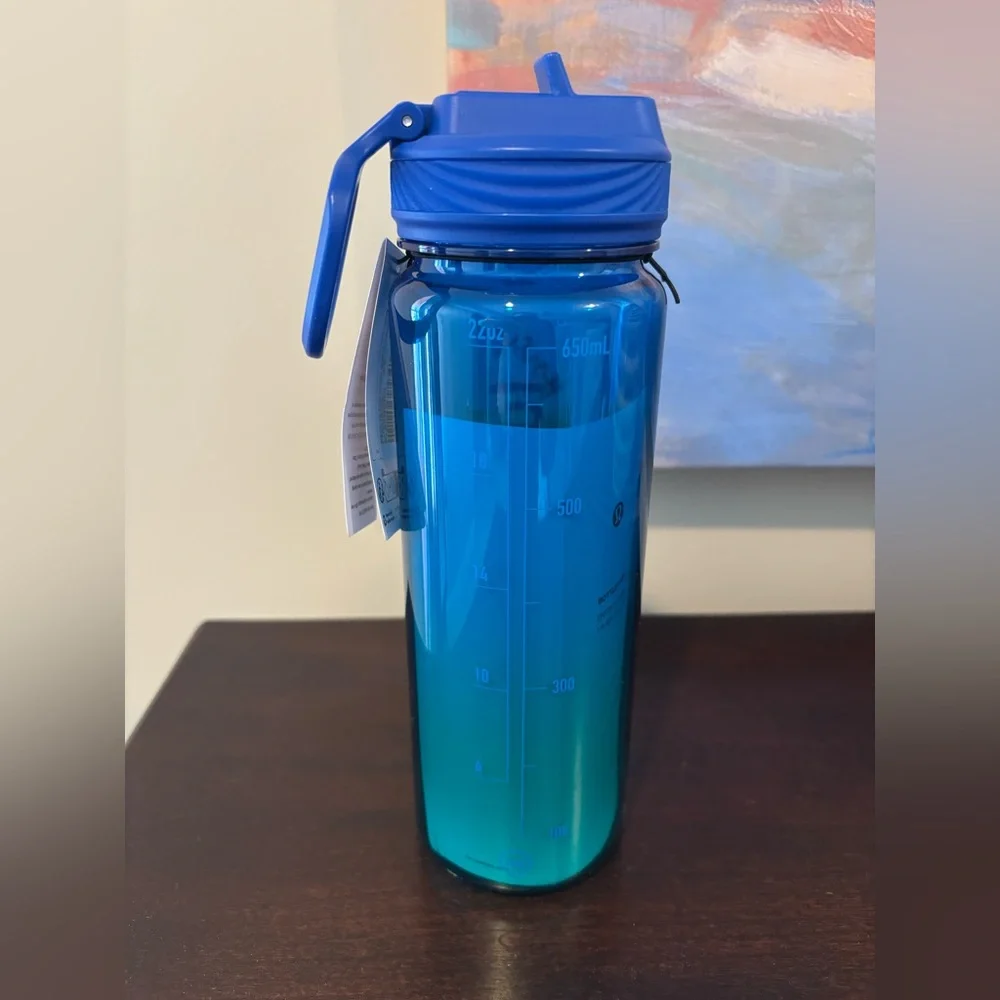Lululemon Back to Life Clear Bottle 24oz Straw Lid Blue Green Ombre - Picture 2 of 4
